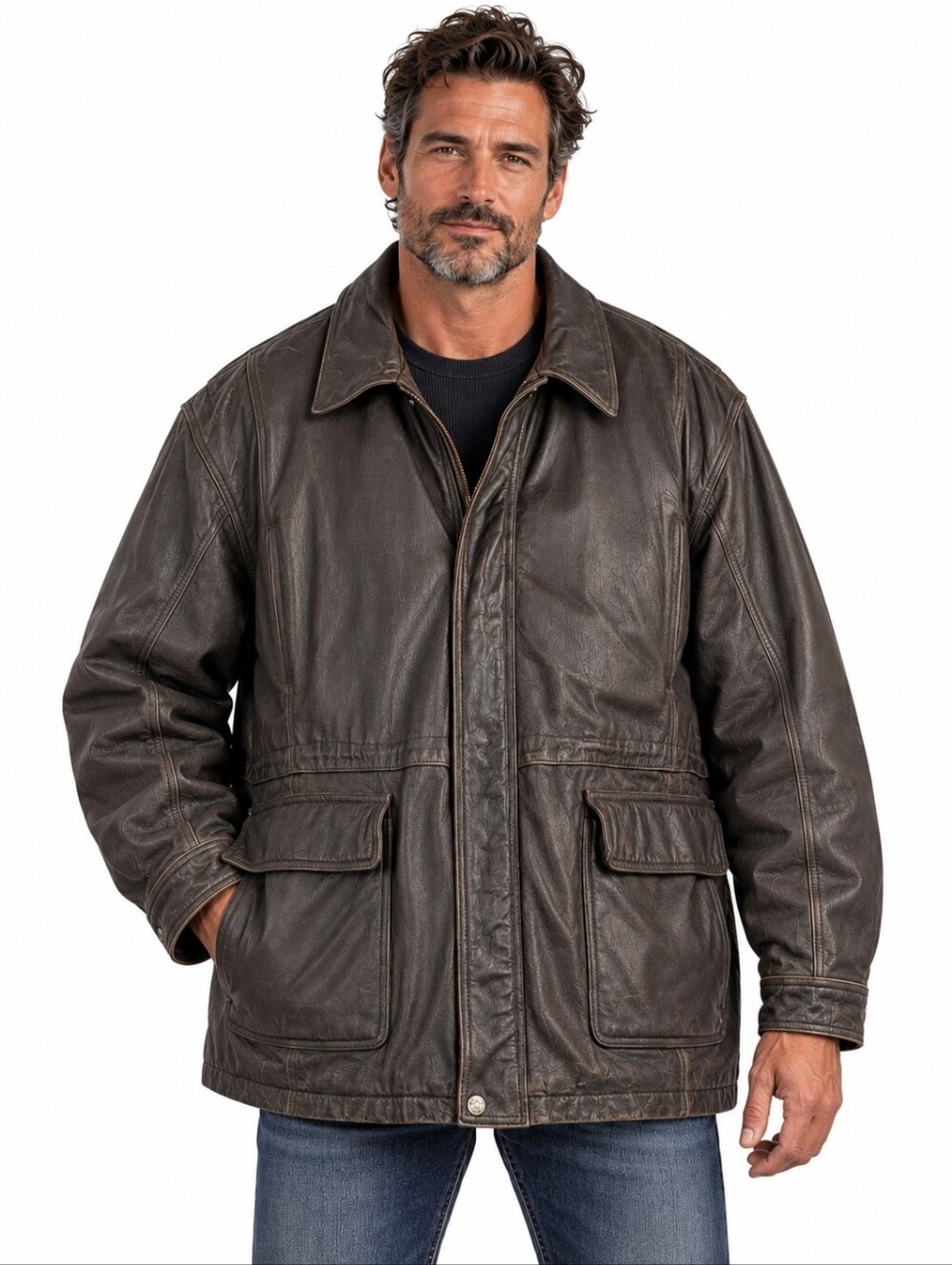 Pierre Cardin 4X Genuine Leather Insulated Field Jacket Brown